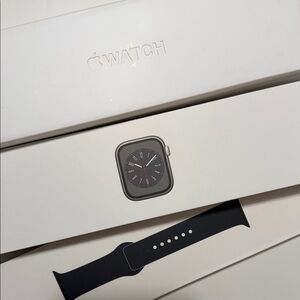 Apple Watch Stainless Steel Series 8 45mm w/ Black Band S/M